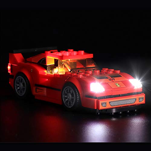 MNVOA Conjunto De Luces para (Speed Champions Ferrari F40) Modelo De Construcción De Bloques - Kit De Luz LED Compatible con Lego 75890(NO Incluido En El Modelo)