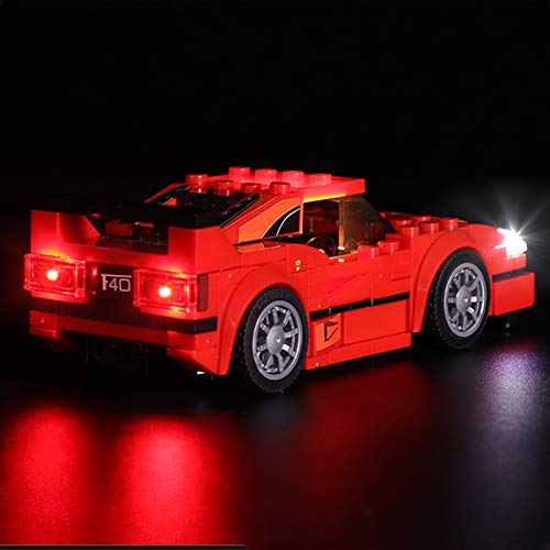 MNVOA Conjunto De Luces para (Speed Champions Ferrari F40) Modelo De Construcción De Bloques - Kit De Luz LED Compatible con Lego 75890(NO Incluido En El Modelo)