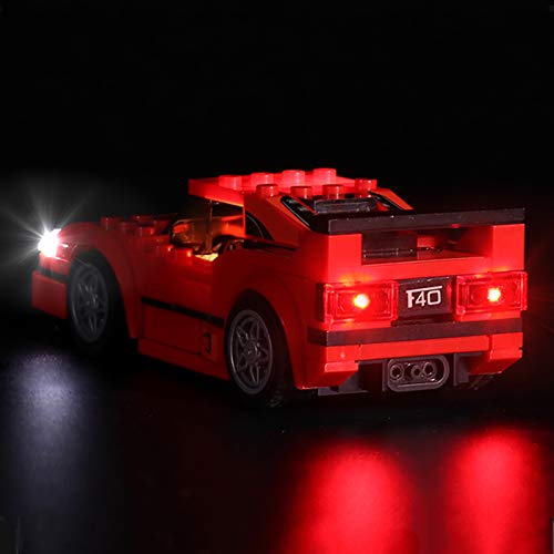 MNVOA Conjunto De Luces para (Speed Champions Ferrari F40) Modelo De Construcción De Bloques - Kit De Luz LED Compatible con Lego 75890(NO Incluido En El Modelo)