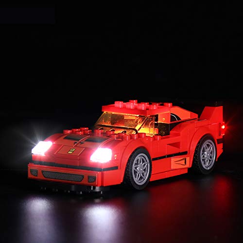 MNVOA Conjunto De Luces para (Speed Champions Ferrari F40) Modelo De Construcción De Bloques - Kit De Luz LED Compatible con Lego 75890(NO Incluido En El Modelo)