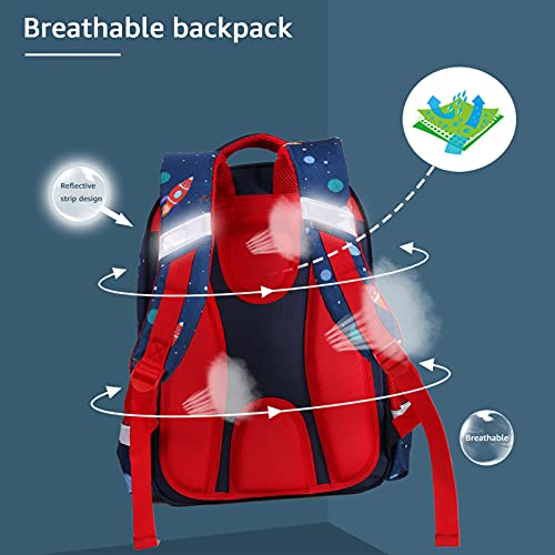 Mochila Escolar para Niños, Estudiantes de Primaria, Grado 2 a 6, Mochila Impermeable con Rstuche para Lápices y Tiras Reflectantes de Seguridad (L: 32cm * H43cm * W15cm, 36-55L)