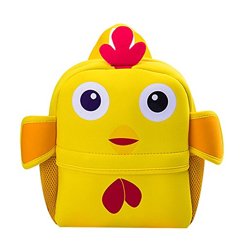 Mochila Infantil para Niños Primaria Pequeña Guardería Mochila Preescolar para Niños de 2-5 Años Dibujo de Animal Lindo (Pollito, 21 * 8 * 26CM)