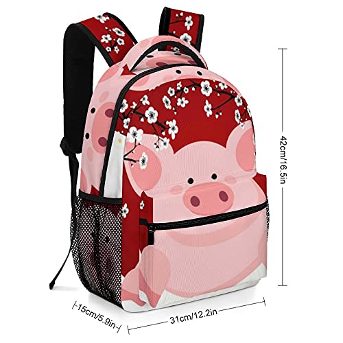 Mochila para Niños Flor De Cerdito De Dibujos Animados Bolsas De Libros Duraderas para Estudiantes De Primaria, Secundaria, Secundaria, 31x15x42cm