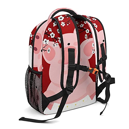 Mochila para Niños Flor De Cerdito De Dibujos Animados Bolsas De Libros Duraderas para Estudiantes De Primaria, Secundaria, Secundaria, 31x15x42cm