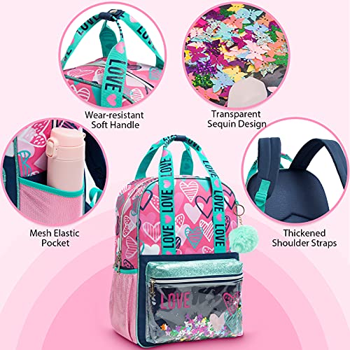 Mochila para niños Mochila para niños y niñas Mochila Escolar con diseño holográfico, Bolso 3 en 1 Juego de Mochilas Mochila niños y niñas Adolescentes, 35×18×43CM