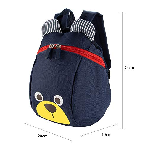 Mochila para niños,TEAMEN® Anti Pérdida de niños Mochila, Mini Oso Escuela Mochila,para bebé niño niña pequeños 1 – 3 AñOS(Azul Oscuro