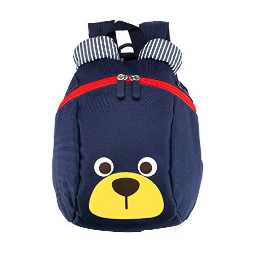 Mochila para niños,TEAMEN® Anti Pérdida de niños Mochila, Mini Oso Escuela Mochila,para bebé niño niña pequeños 1 – 3 AñOS(Azul Oscuro