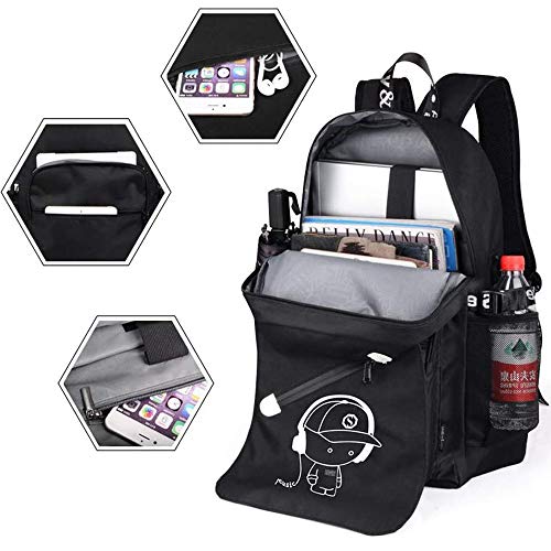 Mochilas escolares, Anime Mochila luminosa Puerto de carga USB Portátil Bolsa Bolso Lona Hombro Mochila para chicas frescas Niños Adolescentes Mochila al aire libre