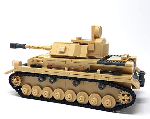 Modbrix Tanque IV WW2 incluye 3 minifiguras de soldados, 543 bloques de construcción