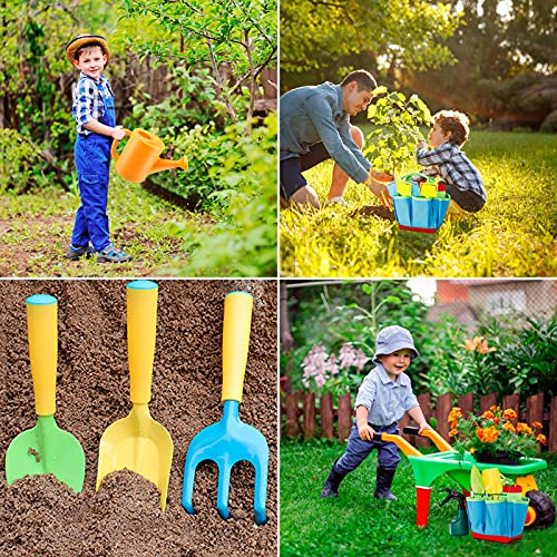 MojiDecor Herramientas de Jardín para Niños, Herramientas de Juego para el Jardín / Playa, Kit Jardineria Niños 14 Piezas con Herramientas y regadera.