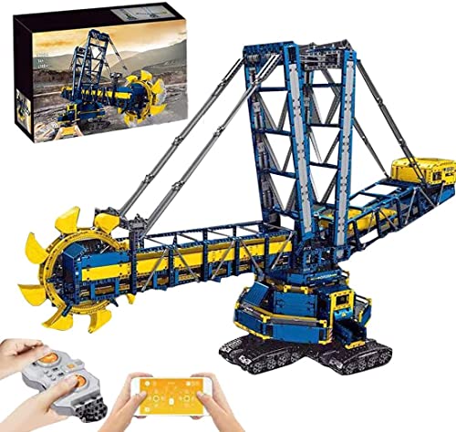 Mold King 17006, Kit Excavadora Rueda Cangilones Tecnología, 4588 Piezas 2.4Ghz / App Technic Excavadora Rueda Cangilones con Control Remoto Sujeción Moc Motor Compatible con Lego