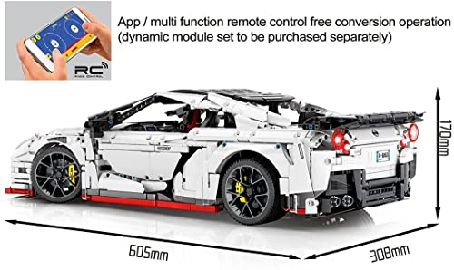 MOMAMO Technics Racing Car para Nissan GTR, 4098Pcs 1: 8 Sports Car Supercar Speed Champions Collectible Model Advanced Building Set, Compatible con Lego Technic