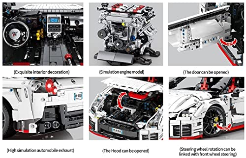 MOMAMO Technics Racing Car para Nissan GTR, 4098Pcs 1: 8 Sports Car Supercar Speed Champions Collectible Model Advanced Building Set, Compatible con Lego Technic