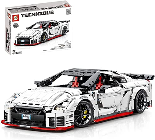 MOMAMO Technics Racing Car para Nissan GTR, 4098Pcs 1: 8 Sports Car Supercar Speed Champions Collectible Model Advanced Building Set, Compatible con Lego Technic