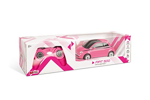 Mondo Motors – Fiat 500 Pink Edition – Modelo a Escala 1:24 – hasta 20 km/h de Velocidad – Coche de Juguete para niños – 63554