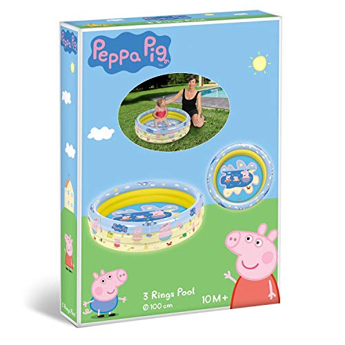 Mondo Toys – Peppa Pig | 3 Rings Pool – Piscina Hinchable para niños 3 Anillos – Diámetro 100 cm – Capacidad 84 l – 16642