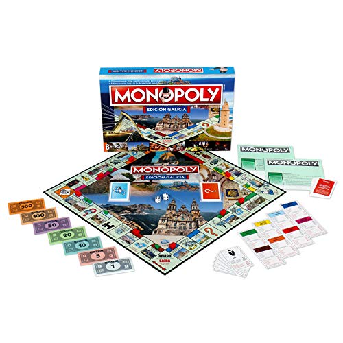 Monopoly de Galicia - Juego de Mesa de las Propiedades Inmobiliarias - Versión bilingüe en Castellano y Gallego