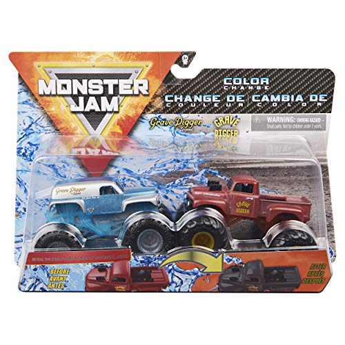 Monster Jam 2020 Color Change 1:64 Scale 2-Pack Grave Digger The Legend vs. '82 'Red Primer' Grave Digger