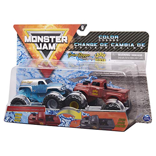 Monster Jam 2020 Color Change 1:64 Scale 2-Pack Grave Digger The Legend vs. '82 'Red Primer' Grave Digger