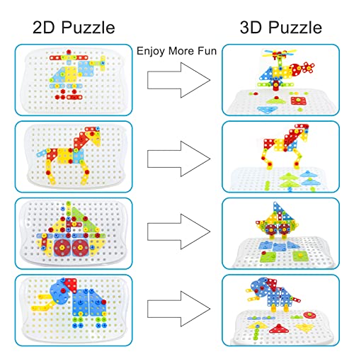 Montessori Juguetes Mosaicos Bloques Puzzle 3D Juegos De Construccion con Taladros El¨¦ctrico Juguete Maletin Herramientas con Ruedas Rompecabezas Manualidades Regalos para Ni?os 3 4 5 6 A?os