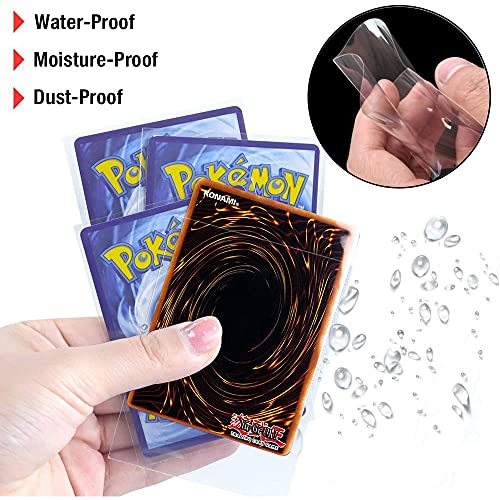 Moocuca Sleeves Fundas para Cartas de Juego Magic 66 * 91mm, 200 Fundas para Cartas de Comercio Transparente (100 Sellado + 100 No Sellado) , Protectoras de Tarjeta para YuGiOh Pokemon Trading Cards