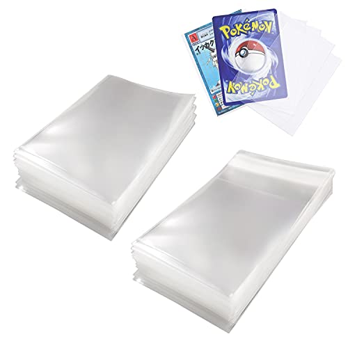 Moocuca Sleeves Fundas para Cartas de Juego Magic 66 * 91mm, 200 Fundas para Cartas de Comercio Transparente (100 Sellado + 100 No Sellado) , Protectoras de Tarjeta para YuGiOh Pokemon Trading Cards