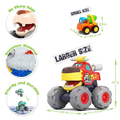 MOONTOY Camiones Monstruo Tire de los vehículos Coche Juguetes Regalos para bebés y niños de 12 Meses en adelante