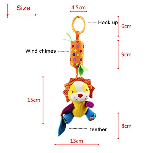 Morbuy Juguete Wind Chimes Colgante para Bebé Animal Infantil Peluche Felpa de Cochesito Cuna con Mordedor Traqueteos para Niños Niñas (león)