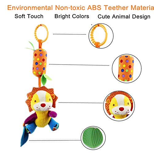 Morbuy Juguete Wind Chimes Colgante para Bebé Animal Infantil Peluche Felpa de Cochesito Cuna con Mordedor Traqueteos para Niños Niñas (león)