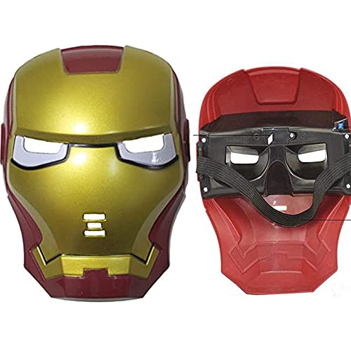 morningsilkwig 2Pcs Ironman máscara Fiesta máscara de superhéroe para Navidad Iron Man acción Traje Regalo (Rojo, S)