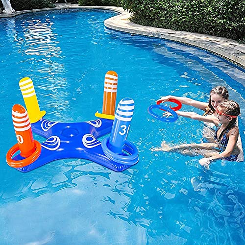 Moslate Juego de Lanzamiento de Anillo Cruzado Inflable, Juego de la Piscina de Juguete de Agua de Tiro Transversal para el Favor de la Fiesta de la Playa de Verano de la Familia