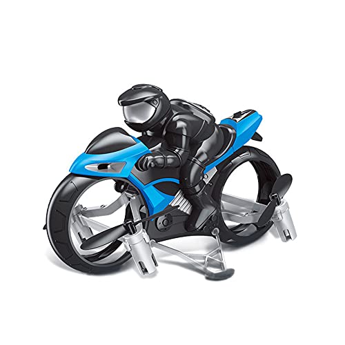 Motocicleta Voladora A Control Remoto Motocicleta Voladora RC Drone Puede Rotar 360 ° Grados Drift Eléctrico Niños Motocicleta Voladora Land Air Fly Niños 2 En 1 Mini Stunt Moto Juguetes,Blue