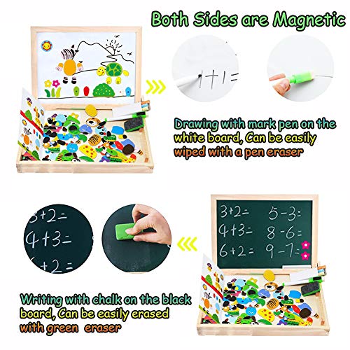 MOVEONSTEP 100 Piezas Puzzles de Madera Magnético, Rompecabezas Magnetico, Puzzle Magnetico, Pizarra Magnética Rompecabezas Madera Tablero de Dibujo de Doble Cara Juguete Educativo Niños de 3+(Panda)