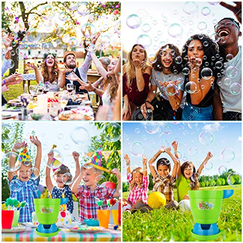 MOZOOSON Máquina de Burbujas con 2 Botellas de líquido, Mecanismo de Soplado Automático, Juguetes al Aire Libre Regalos para Jardín, 600 Burbujas por Minuto