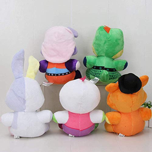 MQJ 5Pcs 20 cm Cinco Noches en Freddy's Pelush Toys Security Breach Fnaf Peluche Muñecas Vannie Glamrock Freddy Montgomery Gator Roxanne Wolf Toys