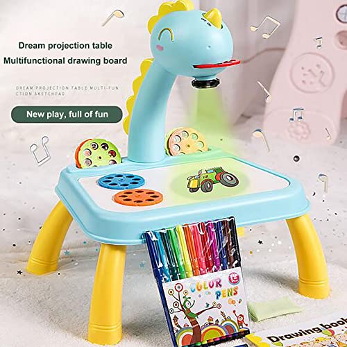 MTDBAOD Children's Smart Graffiti Design Projection, Projector Painting Table, Projection Table, Design Music and Lighting Toys, Boys and Girls Learning Toys, (24 Animal Patterns) (B)