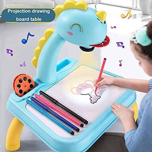 MTDBAOD Children's Smart Graffiti Design Projection, Projector Painting Table, Projection Table, Design Music and Lighting Toys, Boys and Girls Learning Toys, (24 Animal Patterns) (B)