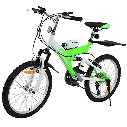 MuGuang Bicicleta de Montaña 20 Pulgadas Bicicleta Infantil 21 Speed Come with 500cc Kettle para Niños de 7 a 12 Años(Verde)