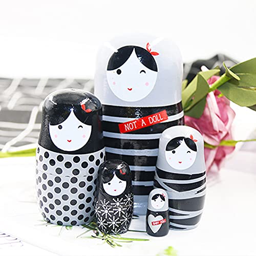 Muñeca de Dibujos Animados Matrioska Juegos de Muñecas Rusas Niña Pintados Muñecos de Anidación de Patrón de Niña de Dibujos Lindo Muñecas Babushka Niña Matryoshka para Niños Regalo (B)