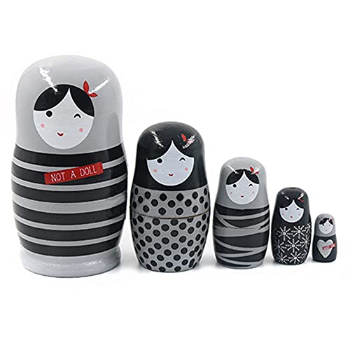 Muñeca de Dibujos Animados Matrioska Juegos de Muñecas Rusas Niña Pintados Muñecos de Anidación de Patrón de Niña de Dibujos Lindo Muñecas Babushka Niña Matryoshka para Niños Regalo (B)