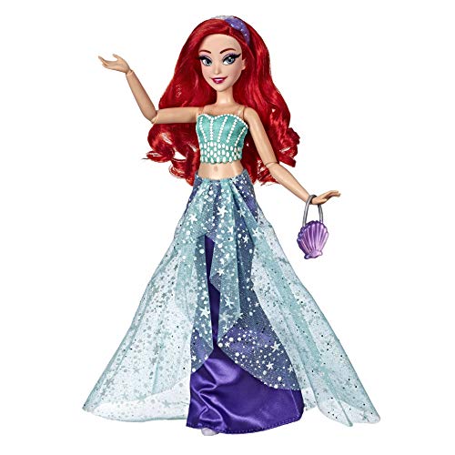 Muñeca de Moda Ariel de Disney, Vestido de Noche Moderno, Diadema, Bolso y Zapatos, Juguetes para niñas a Partir de 6 años