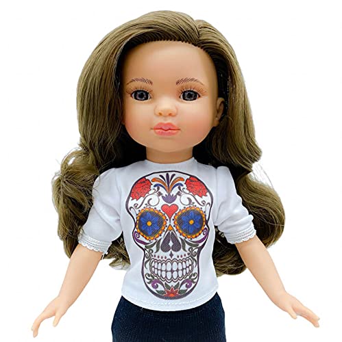 Muñeca Simona 40 cm. Modelo 2021 100% Vinilo con Leggins y Camiseta La Catrina de diseño edición Especial Limitada, Ropa válida para muñeca Simona o Sintra 40 cm. Fabricada en España.