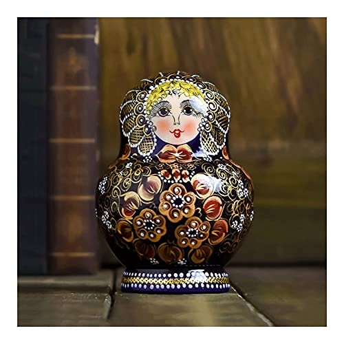 Muñecas Matrioska 10pcs Muñecas de madera de madera hecha a mano Rusia, figurillas de la natividad de Matryoshka, escena linda del gerente de interior para la exhibición del hogar Regalo de decoración