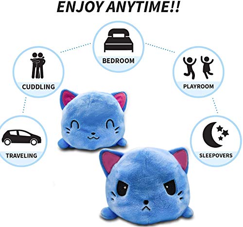 Muñeco de Perro Zorro Gato abatible de Doble Cara Suave, Pulpo Feliz / Triste muñeco de Peluche Reversible de Peluche Regalo para niños Pulpo Reversible (Gato)