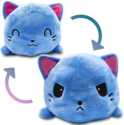 Muñeco de Perro Zorro Gato abatible de Doble Cara Suave, Pulpo Feliz / Triste muñeco de Peluche Reversible de Peluche Regalo para niños Pulpo Reversible (Gato)