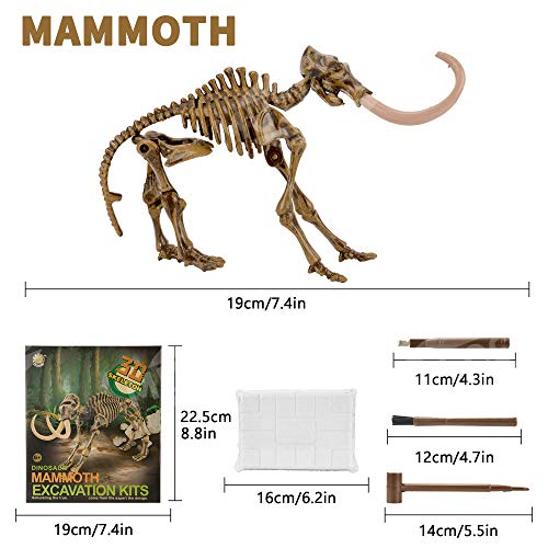 MUSCCCM Dinosaur Dig Kit Mamut, Dino Skeleton Fossil Excavation Kit Realistic Dinosaur Model Juguetes educativos Regalo para Niños Niñas