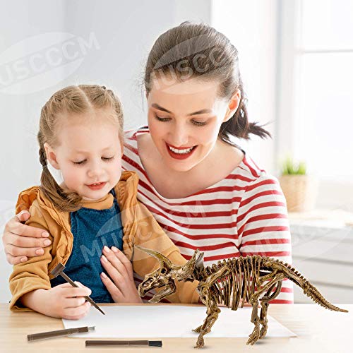 MUSCCCM Dinosaur Dig Kit Triceratops, Dino Skeleton Fossil Excavation Kit Realistic Dinosaur Model Juguetes educativos Regalo para Niños Niñas