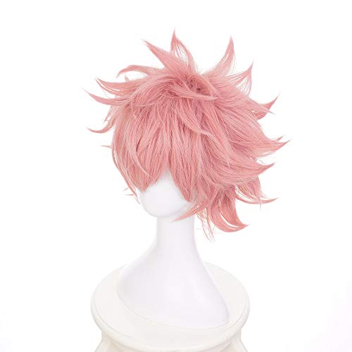 MUZI WIG Anime Cosplay Peluca con Gorra de Peluca Gratis para My Hero Academia (Ashido Mina)