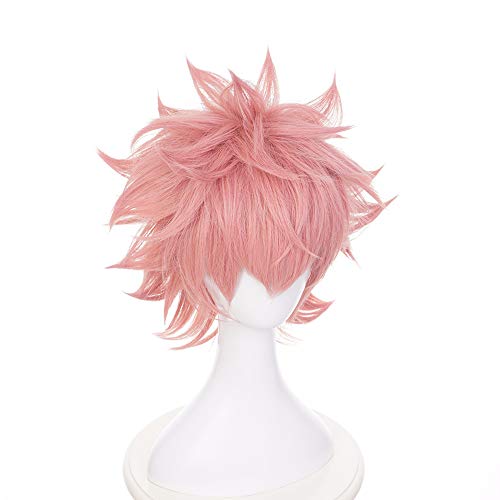 MUZI WIG Anime Cosplay Peluca con Gorra de Peluca Gratis para My Hero Academia (Ashido Mina)