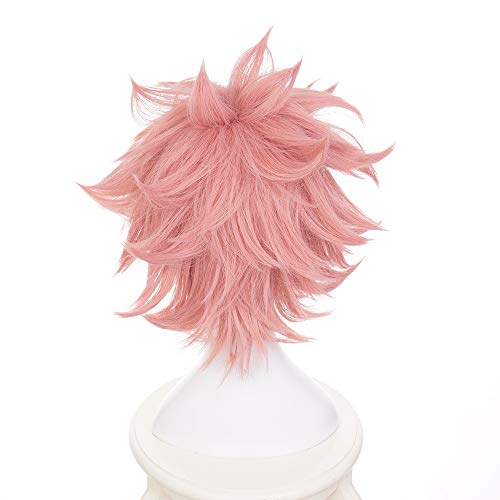 MUZI WIG Anime Cosplay Peluca con Gorra de Peluca Gratis para My Hero Academia (Ashido Mina)